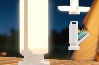 Eventek Lampada Campeggio Solare 8000mAh, Ultra Luminosa Pieghevole Luce Campeggio con 3 Modalità e Controllo Touch, IPX5 Lampada Ricaricabile per Blackout, Campeggio, Escursionismo, Emergenze