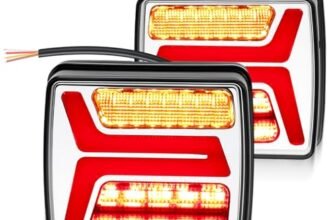 DTEANJU 2×35 LED Luci Posteriori per Rimorchio, IP67 Impermeabile Fanali Posteriore con Cavo 25cm Esteso, Design Separato Freno/Marcia, Certificato ECE R148/R10 per Camion Camper Trattore