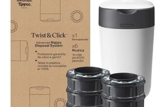 Tommee Tippee Starter set Mangiapannolini Twist & Click con 6 Ricariche con Pellicola Antibatterica Multistrato, Bianco (la confezione può variare)