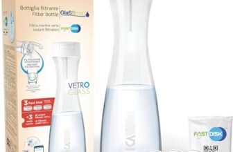 Laica Bk31A Bottiglia Filtrante In Vetro Glassmart, 3 Filtri Fast Disk Inclusi, 360 Litri Di Acqua Filtrata Istantaneamente, Bianco/Trasparente, ‎13.8 x 13.8 x 38.8 cm; 1.06 Kg