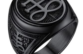 FaithHeart Anello Uomo Croce del Leviatano/Sigillo di Satana Anello Diavolo Personalizzato Punk Hiphop Rapper in Accaio Inox 316L Oro/Nero Placcato Gioielli Religiosi del Satanismo