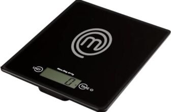 MasterChef Bilancia Cucina Digitale, Pesa Cucina Elettronica per Alimenti, in Grammi e Once (Limite di 5 kg), con Funzione Tare, Vetro temperato, Spegnimento Automatico, Professionale, Nera