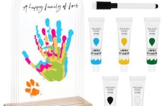 Kit Impronte Famiglia per 5 Persone, Kit Impronta Mani e Piedi Neonati Con Base, Kit Impronte Mani Famiglia Con 6 Colori Acrilici Atossici, Per Nuovi Genitori, Nascita, Bambini, Nonni