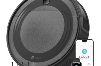 LEFANT M310 Robot Aspirapolvere 4500Pa, 180Min, Evitamento Ostacoli, 4 Modalità, WiFi/App/Alexa, Ultra Sottile 28cm, Aspirapolvere Robot per Peli Animali e Pavimenti Duri, Nero