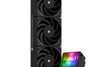 TR Hyper Vision 360 ARGB Raffreddatore liquido CPU AIO nero, display LCD IPS con risoluzione 480×480 per AM5/Intel LGA1851/1700 LCD 3,95 pollici che assorbe i magneti per le immagini