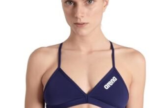 ARENA Performance Team Solid Top Bikini da Donna Sportivo per Piscina, Costume da Bagno ad Asciugatura Rapida, Tessuto Maxfit Eco Resistente al Cloro, Protezione UV, Tessuto Frontale Foderato