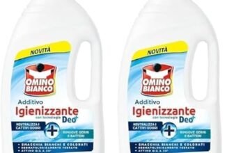 Omino Bianco – Additivo Igienizzante Liquido per Bucato, Contro Batteri e Cattivi Odori, con Tecnologia Deo+, 900 ml (Confezione da 2)