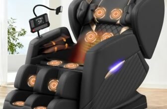 Srfzluxy Poltrona massaggiante, con 16 rulli massaggianti, 8 airbag, Riscaldamento lombare, Rullo per polpacci e massaggio con airbag, Altoparlante Bluetooth, Telecomando touchscreen