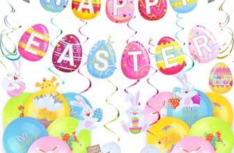 AhfuLife 25pcs Decorazioni di Pasqua Striscione – Happy Easter Bunny Carta Striscione Pasqua per la Decorazione della Casa, Pasqua Appeso Decorazioni Vortice per Giardino Parete Finestra (Stile 1)