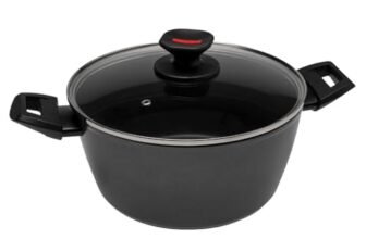 Zanetti Evolution Casseruola per Induzione Diametro 20 cm, Fondo Antiaderente, Alto Spessore, Casseruola con Coperchio, Impugnatura Comoda Due Maniglie, Nero