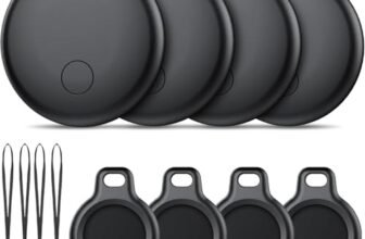 Android Smart Tag, Tracker con Google’s Find Hub (Solo Android), IP68 Impermeabile, Bluetooth Localizzatore con Custodia Protettiva, Trova Oggetti per Chiavi/Bagagli/Portafogli, 4 Nero