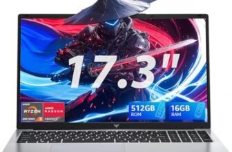 ACEMAGIC Notebook 17.3 Pollici Con 4 nuclei Processore 4300U,Fino a 3,7GHz,5500Mah,Pc Portatile 16 GB RAM DDR4 512 GB SSD,Grafica Radeon™,Wi-Fi 5,BT5.0,3*USB 3.2,HDMI,Privacy Cam,Argento