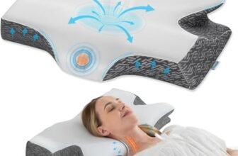 Elviros Cuscino Cervicale per Dormire, Cuscino Cervicale Memory Foam, Cuscino Ergonomico per Adulti, Cuscino Ortopedico per Chi Dorme sul Fianco, sulla Schiena e sulla Pancia, Federa Traspirante Cool