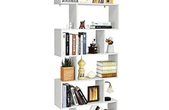 GIANTEX Scaffale Libreria a Forma di S, Portalibri a 6 Ripiani, in Legno Espositore Multifunzionale, 80 x 23 x 191 cm (Bianco)