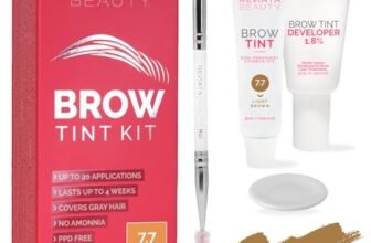 Renata Beauty Kit Tinta Sopracciglia – Set per la colorazione di sopracciglia – Kit tinta 3 in 1 con colore, attivatore, pennello – fino a 30 utilizzi [Marrone Chiaro]
