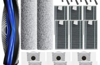 LOVOBO 20pcs Accessori Per Aspirapolvere ECOVACS DEEBOT T80 Omni, Ricambi: 1 Spazzola Principale, 2 Rotoli di salvietta, 6 Filtri HEPA, 6 Sacchetti per la Polvere, 4 Spazzole Laterali, 1 Strumento
