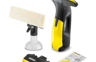 Lavavetri Aspiragocce Kärcher WV 2 Black Edition per la Pulizia di Vetri, Piastrelle, Cabine Doccia, Piani a Induzione, Serbatoio 100ml, Resa con una carica 75mq, Ampiezza Bocchetta 28cm