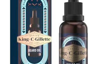 King C Gillette Olio Barba Uomo Con Oli Di Argan, Avocado, Semi Di Macadamia E Mandorle Olio Da Barba Uomo Per Idratare E Ammorbidire, Beard Oil, 30ml