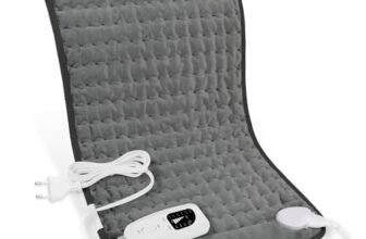 Termoforo Elettrico,Termoforo per schiena, collo, spalle e addome con spegnimento automatico, flanella morbida (Grigio Scuro, 30x60cm)