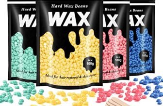 Leaflai 4 aromi cera per la rimozione dei capelli, 4 x 100g senza dolore, con 10 applicatori, perle di cera delicata per tutto il corpo, viso, ascelle, bikini, Hollywood