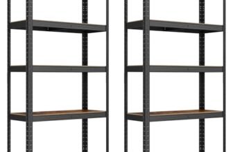 SONGMICS Set di 2 Scaffalature, 30 x 75 x 150 cm, Max Carico di 650 kg (130 kg per Ogni Ripiano), Scaffale Industriale, Ripiani Regolabili, per Soggiorno, Cucina, Marrone Vintage e Nero GLR030B02