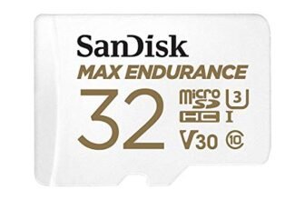 SanDisk MAX ENDURANCE Video Monitoring for Dashcams & Home Monitoring 32 GB microSDHC Memory Card + SD Adaptor 15,000 Hours Endurance, White