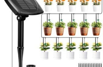 Dekofun Sistema di irrigazione a energia solare, irrigazione automatica per piante in vacanza, sistema balcone con antisiphone, tubo 15 m, 12 timer