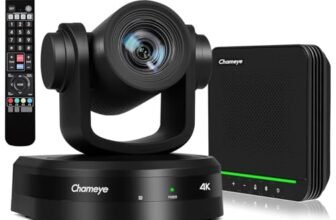 Chameye Set di 4K PTZ telecamera per conferenze con Microfono per conferenza Bluetooth, Zoom 20x, tracciamento automatico AI, USB 3.0, HDMI, telecamera per videoconferenze PTZ per Teams, Zoom (CB201)