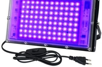 CREATESTAR LED Luce Nera 100W, Faro UV LED IP65 Impermeabile Faretto UV con 1,5m Spina, Lampada per Festa Glow, Acquario, Bar, Poster Fluorescente, Halloween, Discoteca (100W(1PCS))