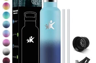 KollyKolla Borraccia Termica 1 litro, Borraccia con Cannuccia, Bottiglia Termica Senza BPA & Perdite, Borraccia in Acciaio Inossidabile, Riutilizzabile, per Adulto, Yoga, Sport, Ciclismo, Palestra