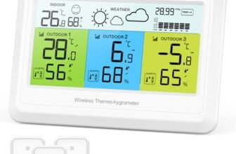 ORIA Termometro Igrometro Digitale, Stazione Meteorologica con 3 Sensori, Monitor di Temperatura e Umidità con Previsioni del Tempo, Pressione Barometrica, Valore MAX/MIN, Icona Comfort