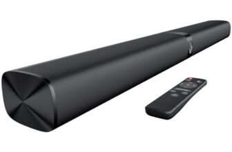 GarageRock Sound Bar per TV, Soundbar TV 2 in 1 divisibile con regolazione automatica del volume, altoparlanti TV stereo con 3 modalità EQ, Bluetooth 5.3, ARC/Opt/AUX, Soundbar per TV/PC/proiettori