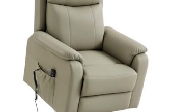 HOMCOM Poltrona Elettrica Alzapersona Reclinabile 170° Zero Gravity, Poltrona Relax in Pelle Finta Traspirante per Anziani, 2 Motori, Telecomando, 4 Ruote, Freno, Poggiapiedi, Tasche Laterali, Crema