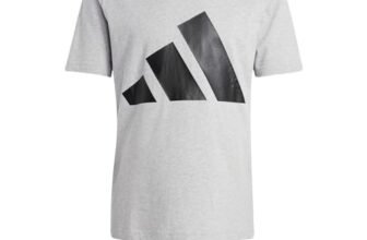 adidas Homme Essentials Big Logo Single Jersey Tee, Medium Grey Heather/Black, L