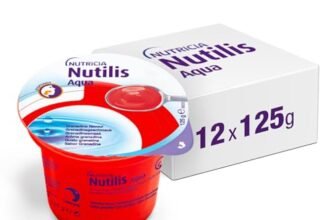 NUTILIS AQUA GEL – Acqua Gelificata per la Gestione Dietetica della Disfagia, Senza Zucchero, Glutine e Lattosio, Alimento a Fini Medici Speciali, Gusto Granatina – 12 x 125g