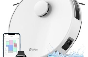 LEFANT M1 Gen1 Robot Aspirapolvere Lavapavimenti con Mappatura, 4000Pa, Navigazione Laser dToF, 4000mAh, 200 Min, Slim, per Peli Animali, Bianco