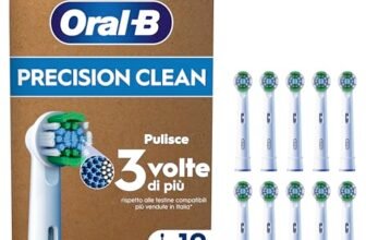 Oral-B Testine Di Ricambio per Spazzolino Elettrico Oral B, 10 Testine Pro Precision Clean Bianche Autentiche, Confezione Adatta Alla Buca Delle Lettere