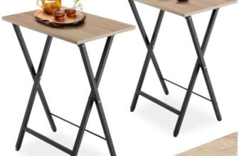 tectake® Set 2 tavolini pieghevoli 48x36x66,5cm, 2x Tavolino pieghevole, 2 pz Tavolo da Giardino, Tavolo pieghevole per Cucina, Campeggio, Balcone, Terrazzo, Casa o Esterno – Legno Industriale Chiaro