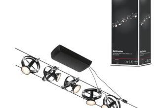 Paulmann CorDuo, sistema di cavi per faretti, 94440, set Cardan, massima CC 5 pezzi da 10 Watt l’uno, estensibile, nero, opaco, cavi in plastica, GU 5,3, senza lampadine