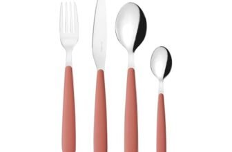Guzzini – Set 24 posate in acciaio inossidabile, bianco, “POP” (terracotta)