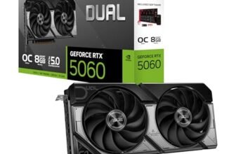 ASUS Dual NVIDIA GeForce RTX 5060 OC Edition, Scheda Grafica da 8 GB GDDR7, 128 Bit, PCIe 5.0, 2,5 Ventole Axial-Tech, 1 HDMI 2.1, 3 DisplayPort 2.1, GPU Tweak III, Bianco, DUAL-RTX5060-O8G