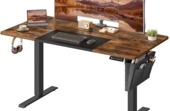 SONGMICS Scrivania Regolabile in Altezza Elettrica, 140 x 60 cm, Scrivania Elettrica, Tavolo con Memoria per 4 Altezze, Porta USB-C, Marrone Vintage e Nero Inchiostro LSD016X01