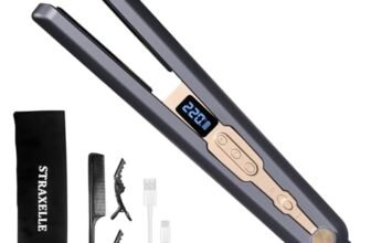 Piastra e Arricciacapelli 2 in 1 Senza Fili, 10000mAh Piastra Capelli, Display LED con 4 Temperature (160°C-220°C), Ioni Negativi Cordless Hair Straightener Senza Fili Ideale per Viaggio (Blu Scuro)