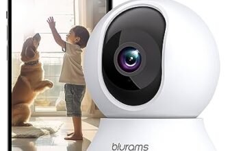 blurams Telecamera Wi-Fi Interno,2K Videocamera Sorveglianza,Rotazione a 360°,Visione Notturna, Tracciamento del Movimento,2.4GHz/5GHz,Audio Bidirezionale Compatibile con Alexa