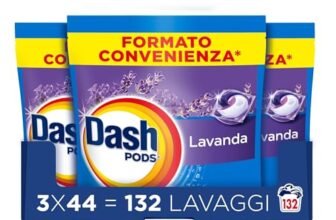 Dash Pods Detersivo In Capsule, 132 Lavaggi (3×44), Lavanda, Rimuove Le Macchie, Igienizza, Dona Freschezza, Brillantezza Per I Capi
