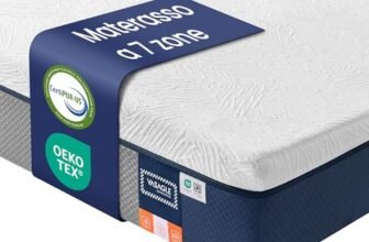 VASAGLE Materasso 160 x 190 cm, Materasso Matrimoniale, Memory Foam con Gel, Rigidità Media, 7 Zone, Rivestimento Traspirante Rimovibile e Lavabile in Lavatrice, 20 cm di Spessore, Blu RMZ129QZ01