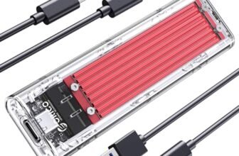 ORICO Adattatore NVMe USB M.2 Case, NVMe PCI-e SSD Enclosure Type-C USB3.2 Gen2 10Gbps Trasparente External Custodia per PCIe M-Key 2230/2242/2260/2280 SSD, Supporto UASP&TRIM (Rosso) -TCM2