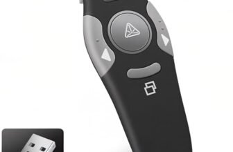 KUIYN Puntatore per Presentazioni, Wireless Presenter, Powerpoint Telecomando,USB Pointer Penna Potente, for Slide, PC, mac,Ricevitore 2-in-1 USB & Type C (K100B)