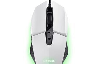 GXTrust 1109W Vylax Mouse Gaming con 6 Pulsanti Programmabili, Software Incluso, Illuminazione LED Multicolore, 200-6400 DPI, Mouse con Filo USB 150 cm per PC Portatile Computer, Bianco