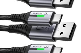 INIU Cavo USB Type-C, Cavo USB A a USB C 3,1A Ricarica Rapida [3Pezzi/0,5+2+2m] Lega Intrecciato in Nylon QC 3,0 Cavo Tipo C per iPhone 17 16 15, Samsung S25 24 Ultra, Xiaomi Huawei Pixel OnePlus ECC.